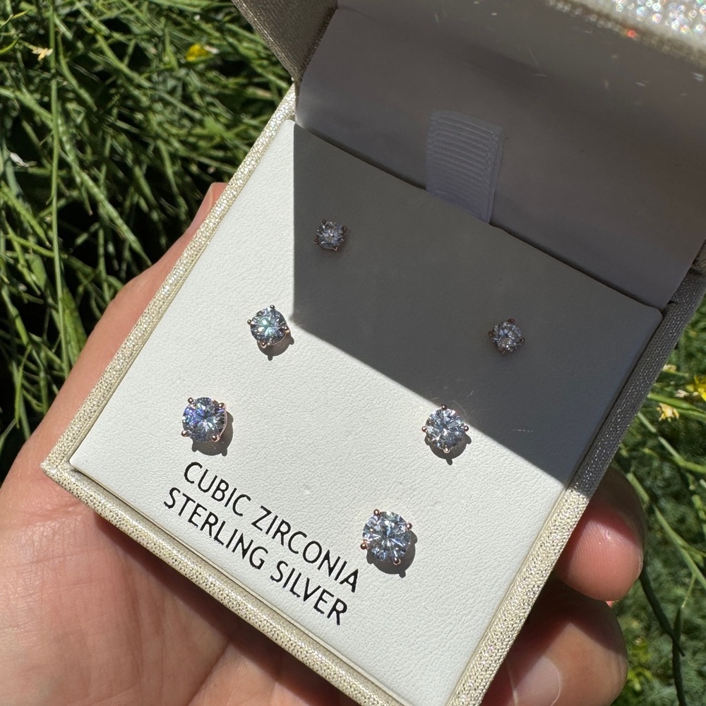 Cubic zirconia sterling silver earrings
